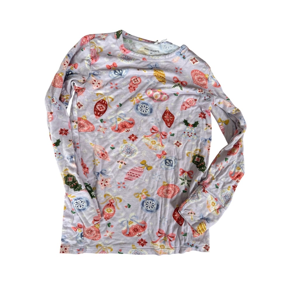 Posh Peanut purple long sleeve pajama top colorful‎ ornament print bamboo